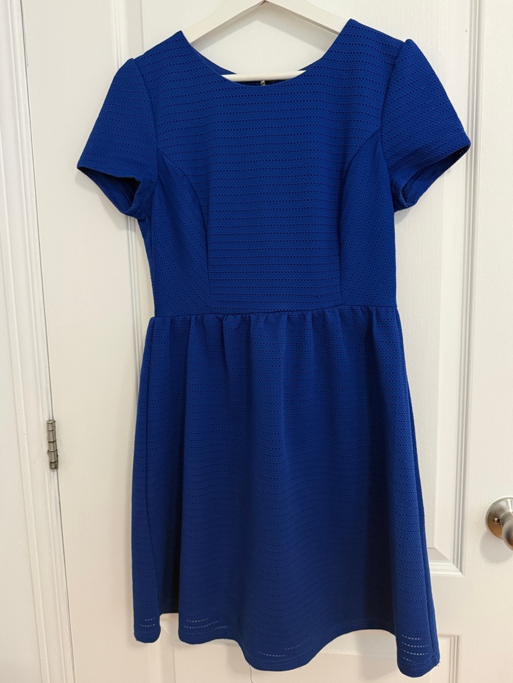 Women's Short-Sleeve Cobalt Blue Midi Dress